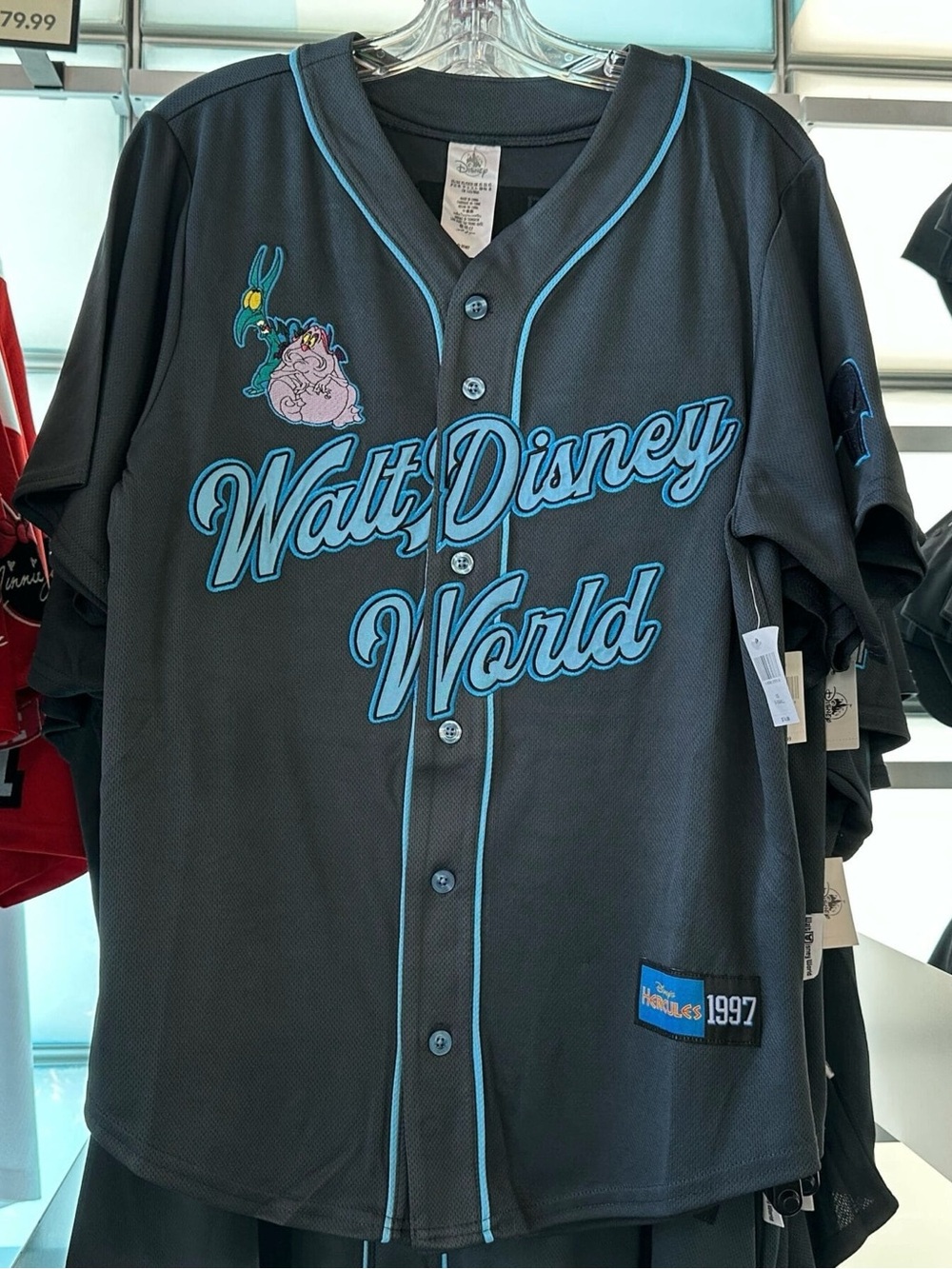 2026 NWT Walt Disney World Hercules Hades Pain Panic Baseball Jersey